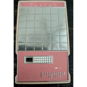 Vintage Tussah TR-818 8-Transistor De Luxe AM‎ Pocket Radio Pink Tested Working